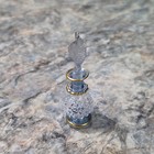 Lot Of 3 Mini Glass Perfume Bottles W  Stoppers Blue Amber Clear Gold Trim