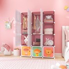 12-cube Kids Wardrobe Baby Dresser Bedroom Armoire Clothes Hanging Closet W door