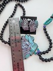 Rare Lee Sands Floral Rose Necklace And Post Back Earring Set Wood Beads