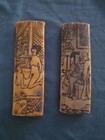 Antique Handmade Chinese Shunga Erotica Asian Art  2 Pieces  Hand Carved 