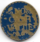 Vintage Game Token Coin Blue Enamel Gold Tone