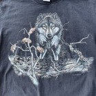 Vtg Rare 90s Wolf Aop Double Sided Delta Tag Cotton Nature Blk Large Graphic Tee