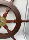 Nautical Ship s Wheel Wall D  cor Wood   Brass 18 
