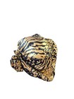 Summer Sale      Vintage 1980s  Lam   Gold   Black Animal Print Rosette Hat
