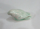 Old 1920s Light Green Parakeet Bird 2x3 Hollow Pottery Antique Ceramic Figurine