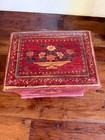 Antique Indian Wooden Storage Box Vintage Hade Made hand Drowing With Flowers