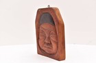 Vintage Inuit Alaskan Eskimo Carved Wood Face Plaque Portrait Mask 7  Tall Atq