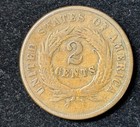1869 Two Cent Piece  first In God We Trust Us Coin Civil War Era Bronze  vg  k09