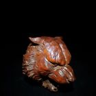 Rare Chinese Old Boxwood Wood Hand Carving Carved Tiger Head Statues Figures Art