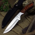 Hunting Knife Fixed-blade Stainless Steel Wood Handle Full Tang 9 5 In    Sheath
