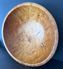 Antique Birdseye Maple Hand Turned 13 1 2  Wood Bowl Vintage Handmade Primitive