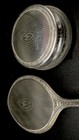 Alvin Art Nouveau Deco Sterling Silver Vanity Mirror Cut Glass Powder Jar Mono M