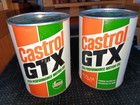Castrol Gtx High Performance Motor Oil 1 Qt Can Sae 20w-50 Lot Of 2 Old Antiques