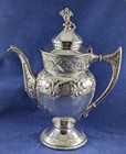 Antique Reed   Barton Silver Plated Coffee Server With Repousse Floral Pattern
