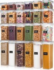 24 Plastic Lid Sealed Food Storage Containers  Includes 24 Labels  Gray