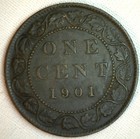 1901 Bronze Canadian Large Penny Coin One Cent Canada Xf Circulated 1c 