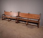 Pair Of Antique French Gothic Revival Solid Oak Wood Pews benches Christianity