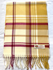 New 100  Cashmere Scarf  wrap Made In England Plaid Mustard camel plum cream