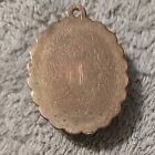 Antique Vintage Victorian Brass Gold Tone Cameo Brooch Shell Carved Pendant Old
