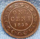 1859 Xf-au High Grade Canada Large Cent Victoria Coin Canadian 