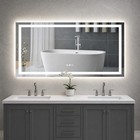 60x32 Inch Led Vanity Makeup Mirror Anti-fog Dimmable Bathroom Wall With Lights