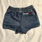 Vintage 2002 Tommy Hilfiger Girls 4t Denim Shorts Red Bow Y2k Toddler Jean 