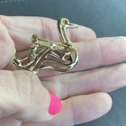 Vintage Swan Bird Brooch Blue Rhinestone Eye Gold Tone Pin 