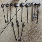 Vintage Pewter Sea Shell Hors D oeuvre Picks Cocktail Forks Set Of 12