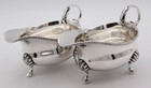 Sterling Silver Pair Of Sauce Boats Gadroon Edge London 1938 9 By Edward Barnard