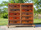Apothecary Cabinet Wood Drawer Antique Vintage Metal Handles Storage Organizer