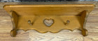 Vintage Wooden Wall 2 Peg Shelf W  Heart Cutout Design - 24   x7   x7    - Farm House