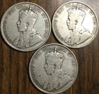 1917 1918 1919 Lot Of 3 Newfoundland Silver 50 Cents Coins