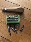 Vintage No  1 Speedball Linoleum Cutter Tool W  5 Blades Original Box No  4131