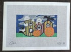 Celia Halloween Handpainted Needlepoint Canvas H26-18 Pumpkin Cat Bat Boo Spider
