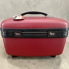 Vtg American Tourister Burgundy Train Hard Side Luggage Makeup Case W  Tray  Key