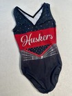 University Of Nebraska Ncaa Big 10 Gymnastics Gk Leotard Huskers Bling Size  Cl