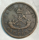 1854 Upper Canada Halfpenny Token Nice Original Xf  Km-tn2 Chrc
