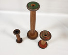 Vintage Textile Mill Wood Bobbins Lot Of 3 Spools Industrial Decor Antique 5-10 