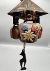 Vtg German Cowbell Wind Chime  With 3 Chime Copper Bells And Embroidered Straps