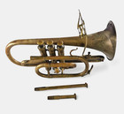 Antique French Brass Cornet     Hilleron Paris     C 1870   1890     Case   Lyre     As Is