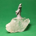Vintage Spoontiques Pewter Figurine Wizard On Quartz Crystal Rock
