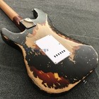 Aged St Electric Guitar Black Over 3 Tone Sunburst Alder Body Rosewood Fretboard