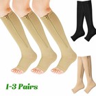 Compression Socks Knee High Open Toe 20-30 Mmhg Stockings Varicose Veins Travel