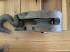 Antique Vintage Wood   Metal Single Pulley Block With Large Hook