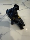 French Bulldog Plush Bag Charm Black Leather Gold Tone Chain Collar And Key Fob