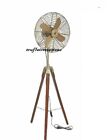 Home Decor Table Fan Antique Brass Electric Fan With Wooden Tripod Stand Handmad