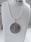 Collar Plateado  Con Moneda Eagle Silver Dollar 1 Oz Plata Pura  999 Fine 130 00