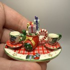 Dollhouse Miniature 1 12 Scale Christmas Tea Set Painted Artisan Holiday Decor