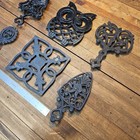 Antique Cast Iron Trivets Lot     Wrought Iron Footed Trivets     Retro Decor    usa