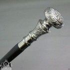 Vintage Silver Brass Knob Handle Antique Walking Cane Wooden Walking Stick Gift